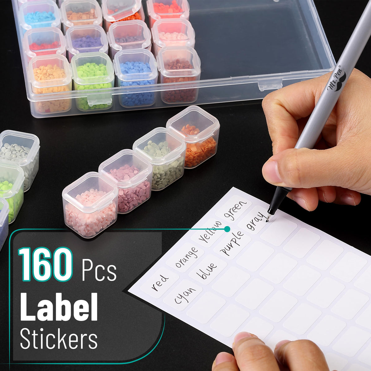Mr. Pen- Diamond Painting Bead Storage Containers, 28 Grids, 2 Pack, Includes 160pcs Label Stickers, Diamond Art Bead BoxOrganizer