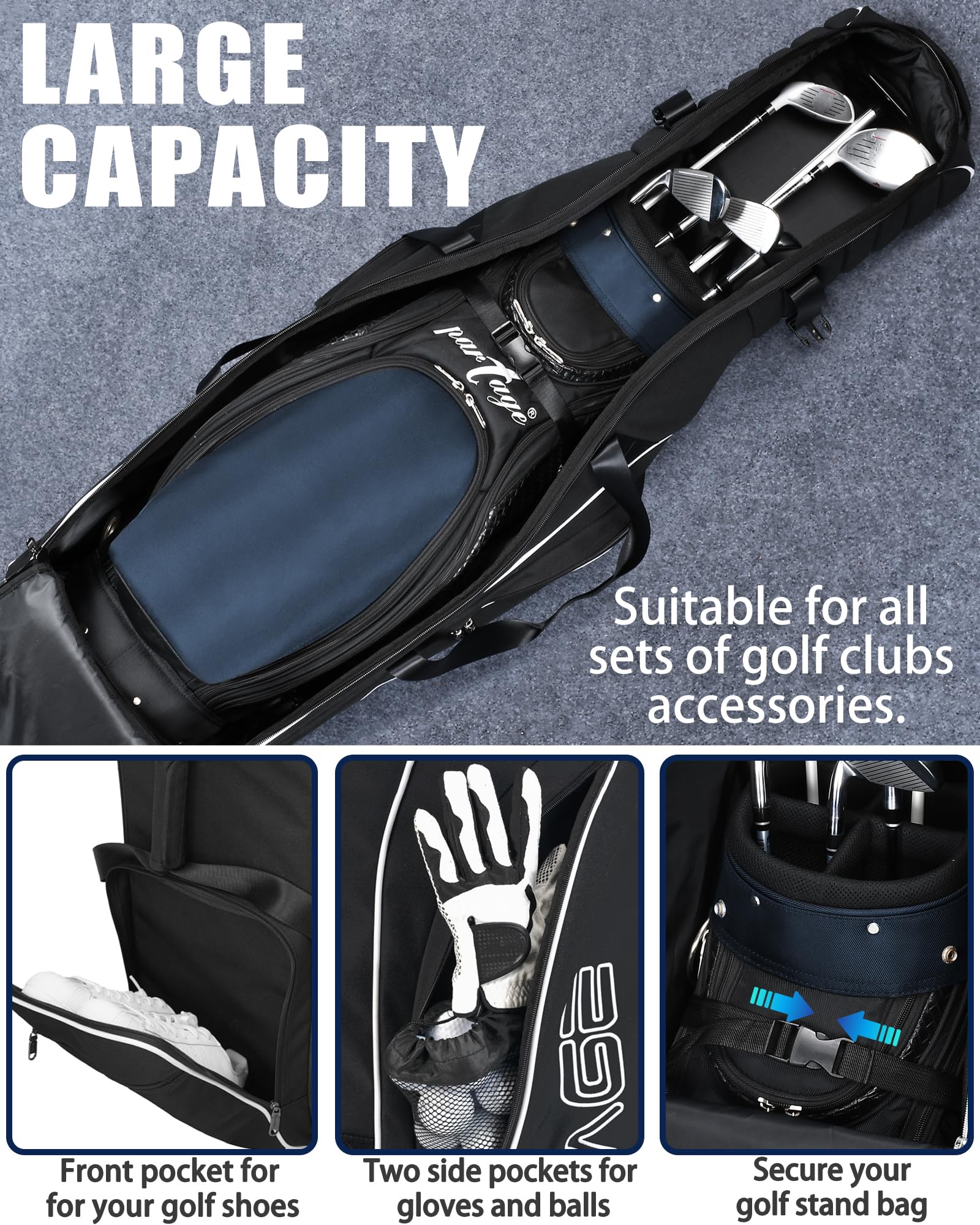 Partage Golf Travel Bag with Wheels – 900D Heavy Duty Oxford Case