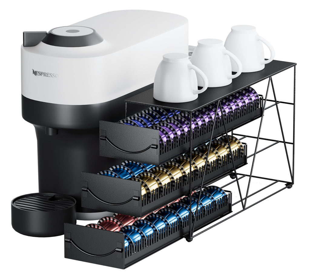 HFHOME 3-Tier Coffee Pod Holder Drawer for 90 Nespresso Vertuo Pods