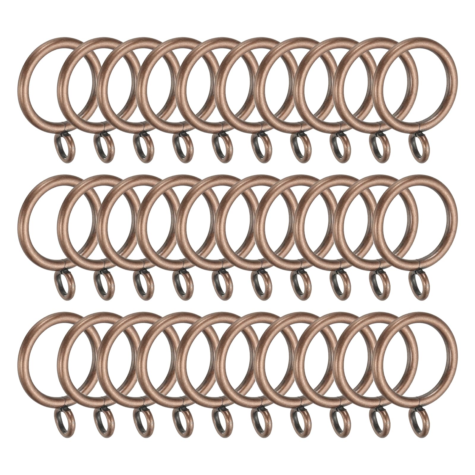 PATIKIL 1 Inch Metal Curtain Rod Rings with Eyelets, Copper Tone, 30 Pcs