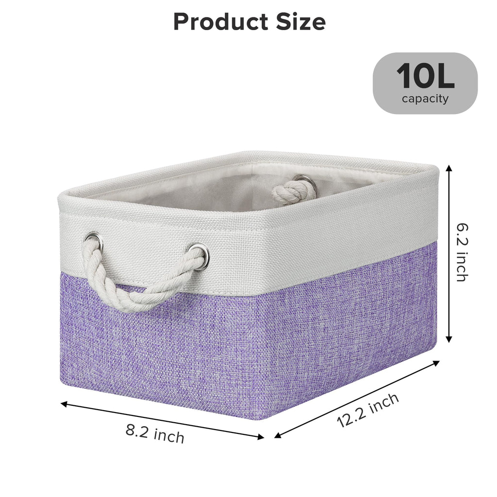 PWVMWM Small Storage Baskets with Rope Handles, Collapsible Fabric Storage Box, Small Linen Basket for Bedroom Bathroom Cupboards Shelves Wardrobe - image 2
