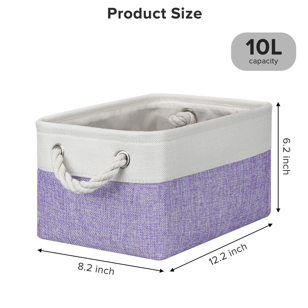 PWVMWM Small Storage Baskets with Rope Handles, Collapsible Fabric Storage Box, Small Linen Basket for Bedroom Bathroom Cupboards Shelves Wardrobe - image 2