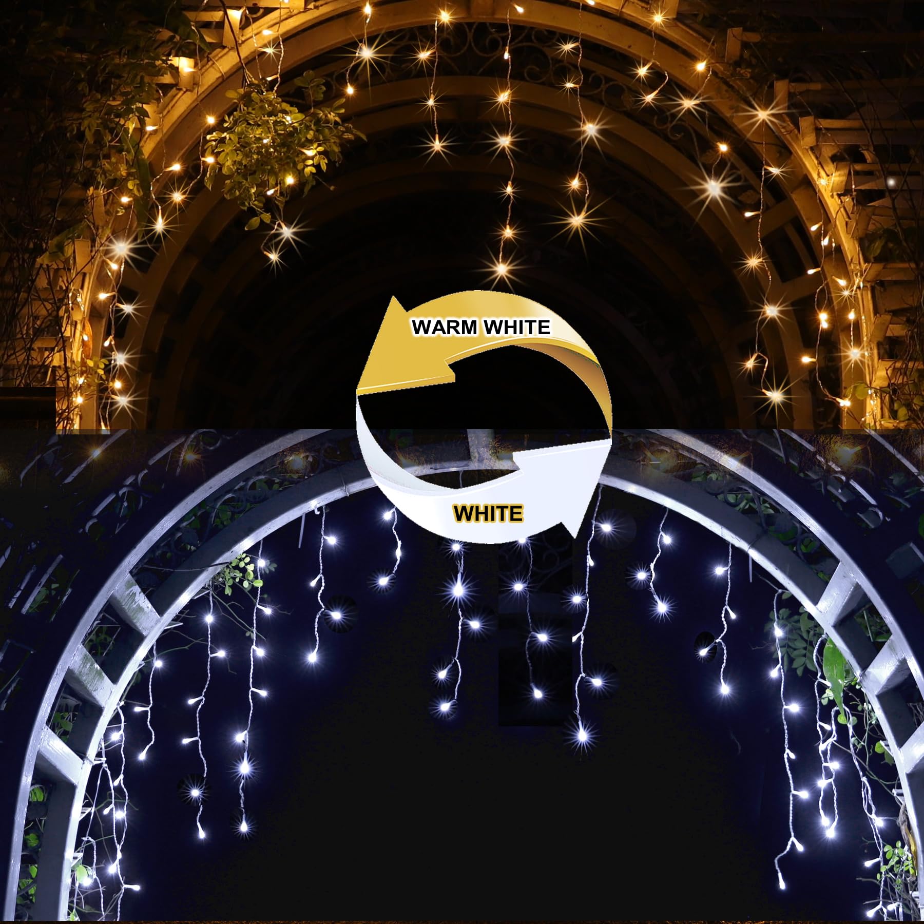 YOSION 500 LED Icicle Lights | 49ft Color Changing Warm White String Lights