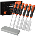 AojSup 6-Piece Wood Chisel Set | Bevel Edge Woodworking Tools with Stone