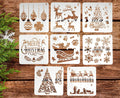 BTORER 12-Inch Christmas Stencils - 8Pcs Reusable Plastic Painting Templates