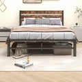 Double Bed Frame – Rustic Wood and Metal Platform Bed
