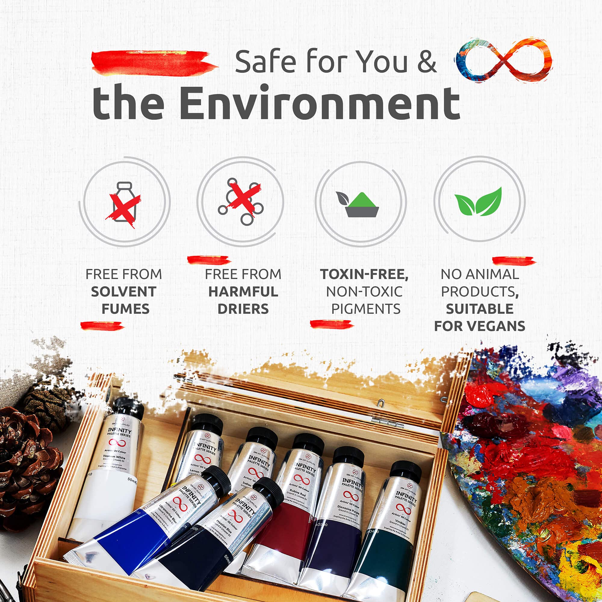 ZenART Professional Oil Paint Set - 8 x 50ml Tubes Impressionist Palette