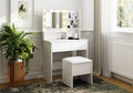 Jolof Store Eva Dressing Table - White Vanity Desk with Hollywood Mirror