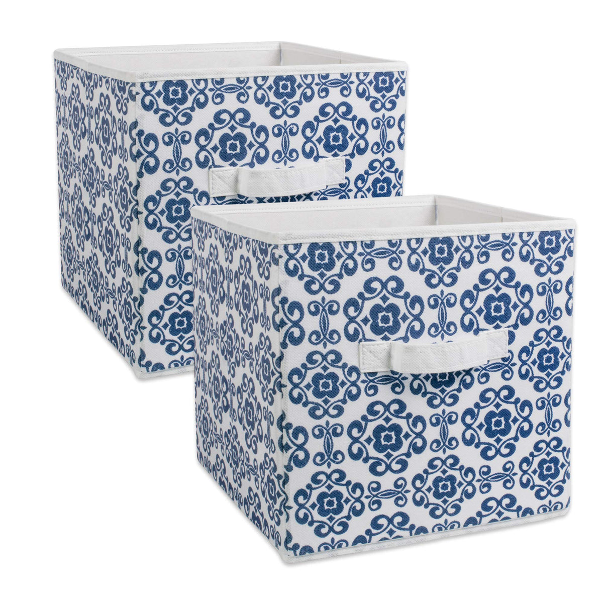 DII Non Woven Polyester, Scroll Storage Bin, Small, Nautical Blue - image 1