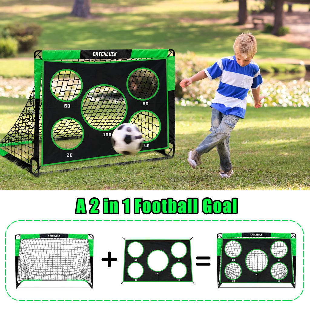 CATCHLUCK 2-in-1 Pop Up Football Goal | Portable Kids Garden Training Net