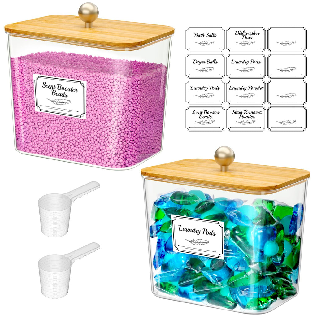 Lifewit Laundry Pods Container with Label Sticker& Scoop, 2L, 2 Pcs - image 1