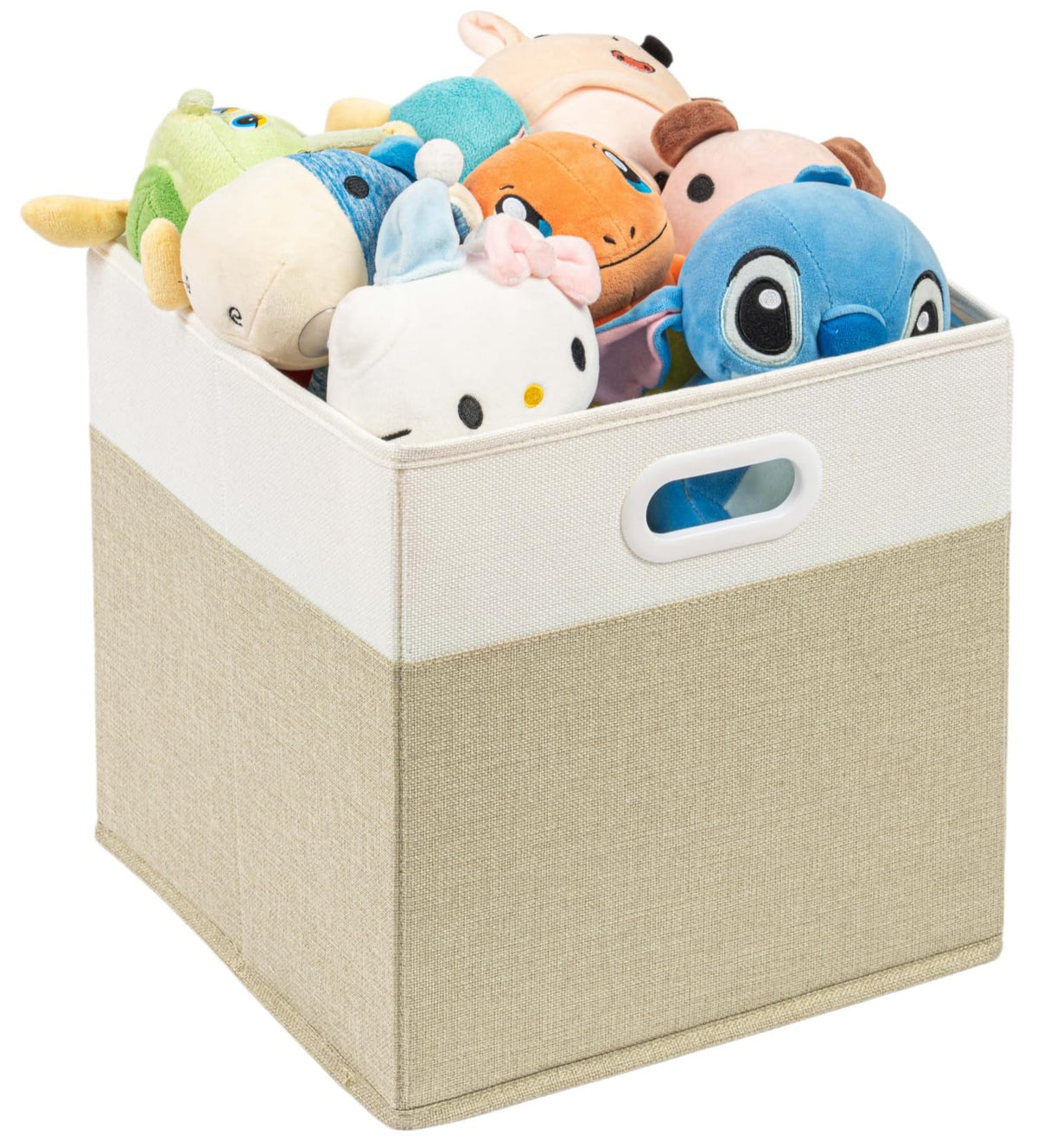 SOCOHOME Fabric Storage Boxes,25x25x25cm Storage Cube, Foldable Storage Baskets for Toys Nursery ClosetLight Khaki/Cream White, 1 Pack