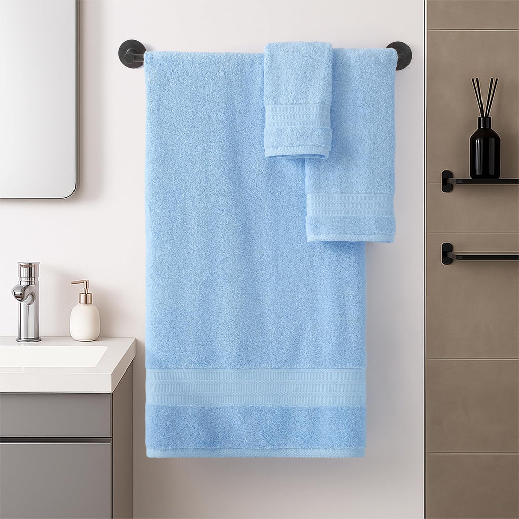 REDKISS 8 Piece Blue Towels Set with Hanging Loop-Quick Drying & Soft
