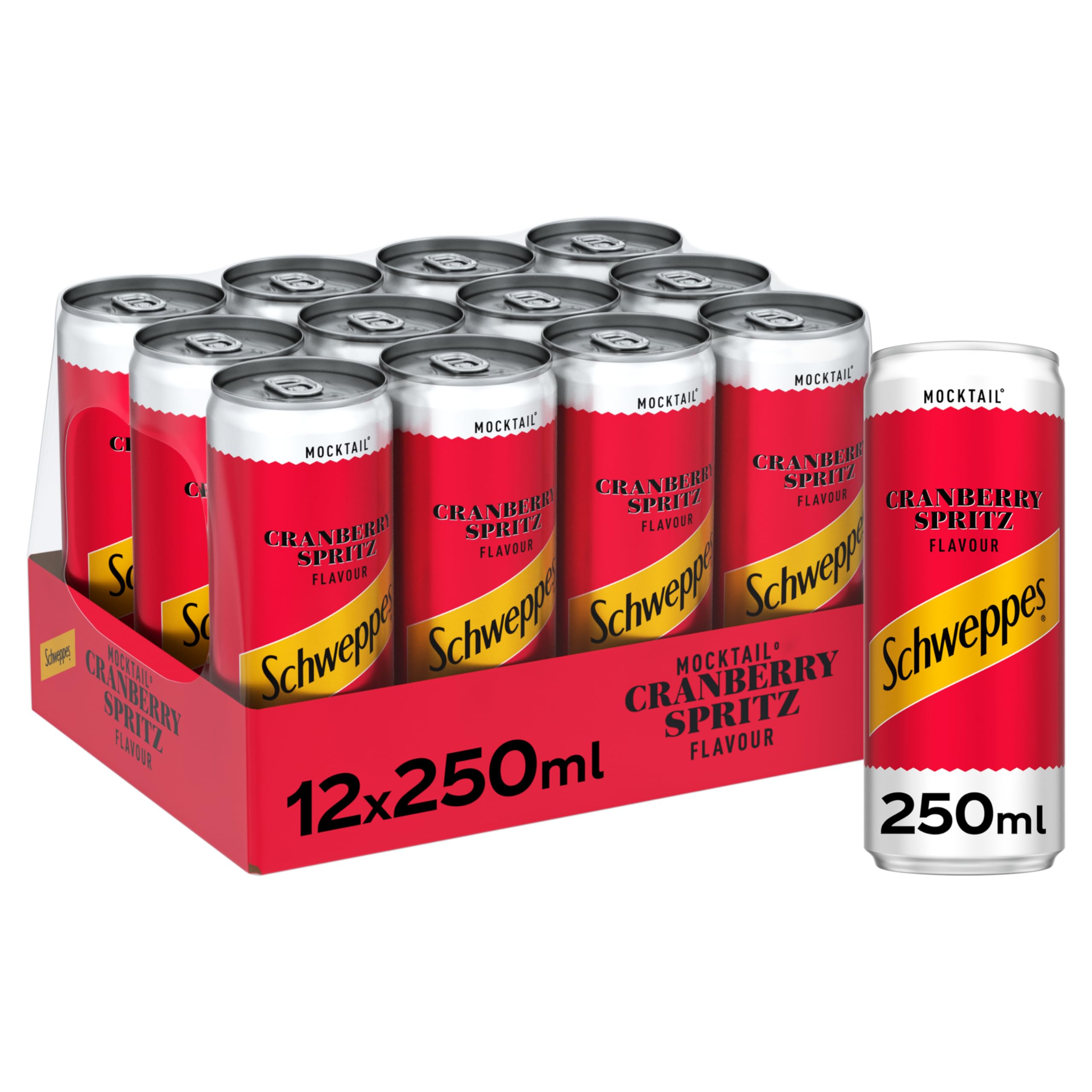 Schweppes Cranberry Pomegranate Sparkling Juice Drink, 250ml (Pack of 12)