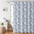 AIBIIN Blue Flora Shower Curtain | Waterproof Polyester Bath Decor with Hooks