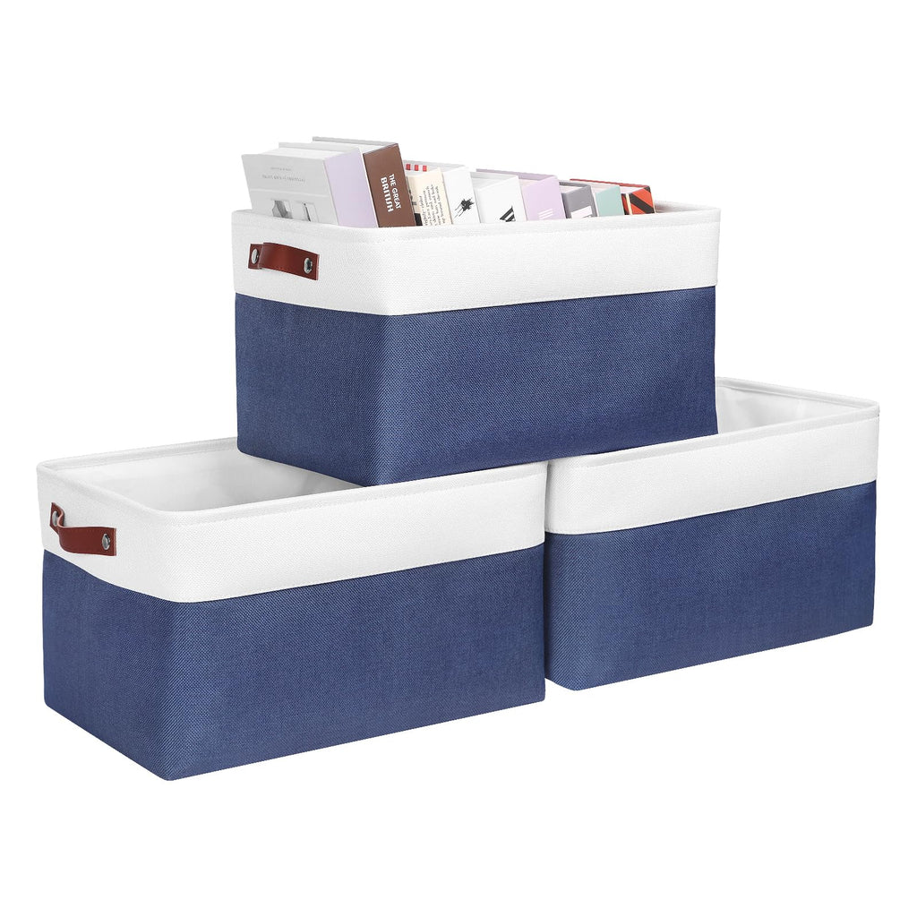 Syeeiex Large Storage Baskets for Shelves with Leather Handle, - image 1