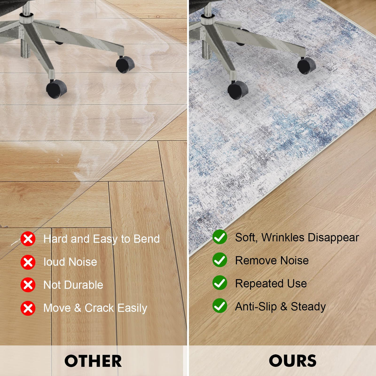 Office Chair Mat 90 x 120 cm, Floor Protector for Office Chair, Anti-Slip - image 5