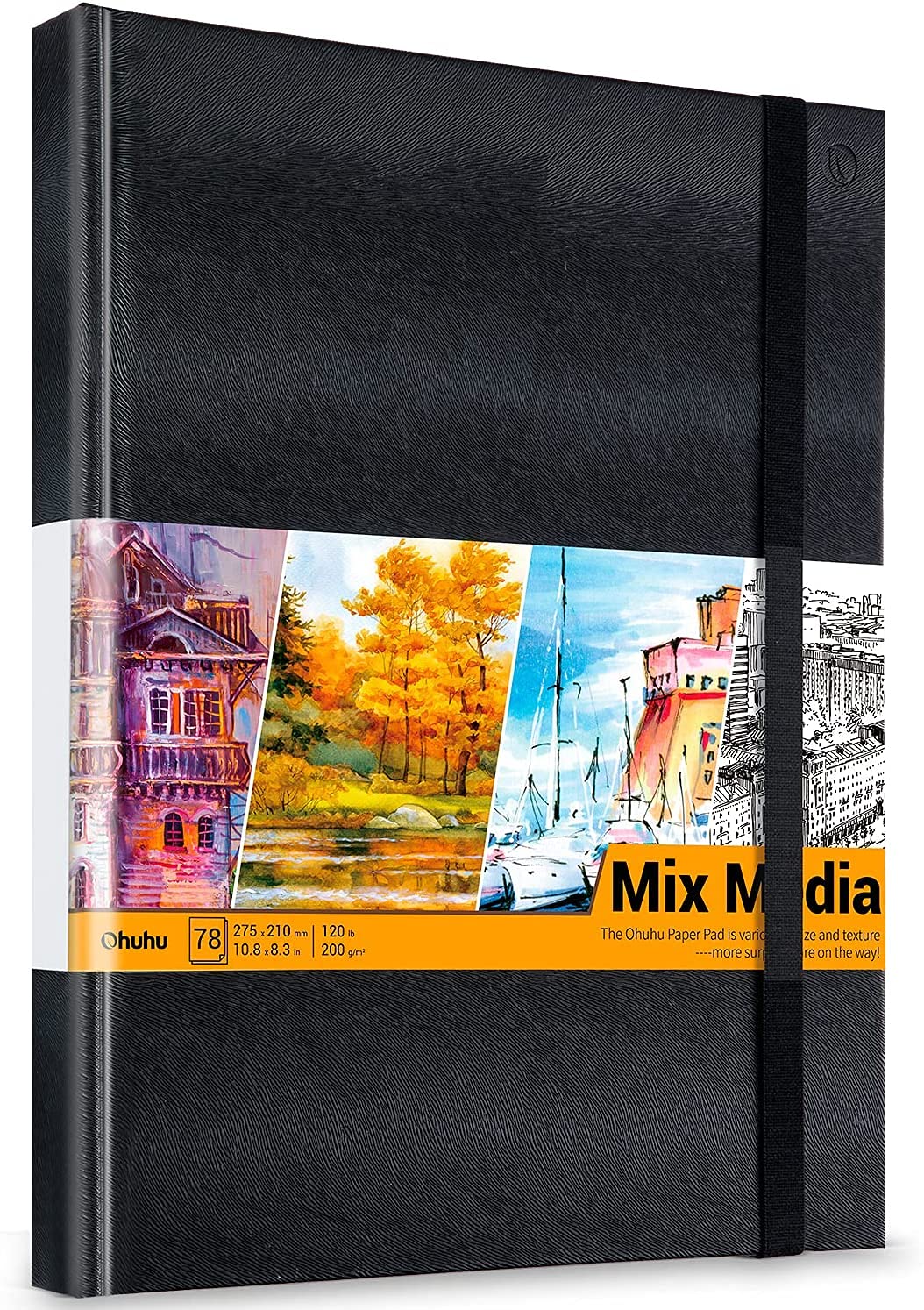 Ohuhu Mixed Media Sketchbook – 200gsm Heavyweight Paper, 10.8"x8.3"