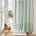 Ohocut Green Vertical Striped Shower Curtain | Waterproof Polyester Fabric