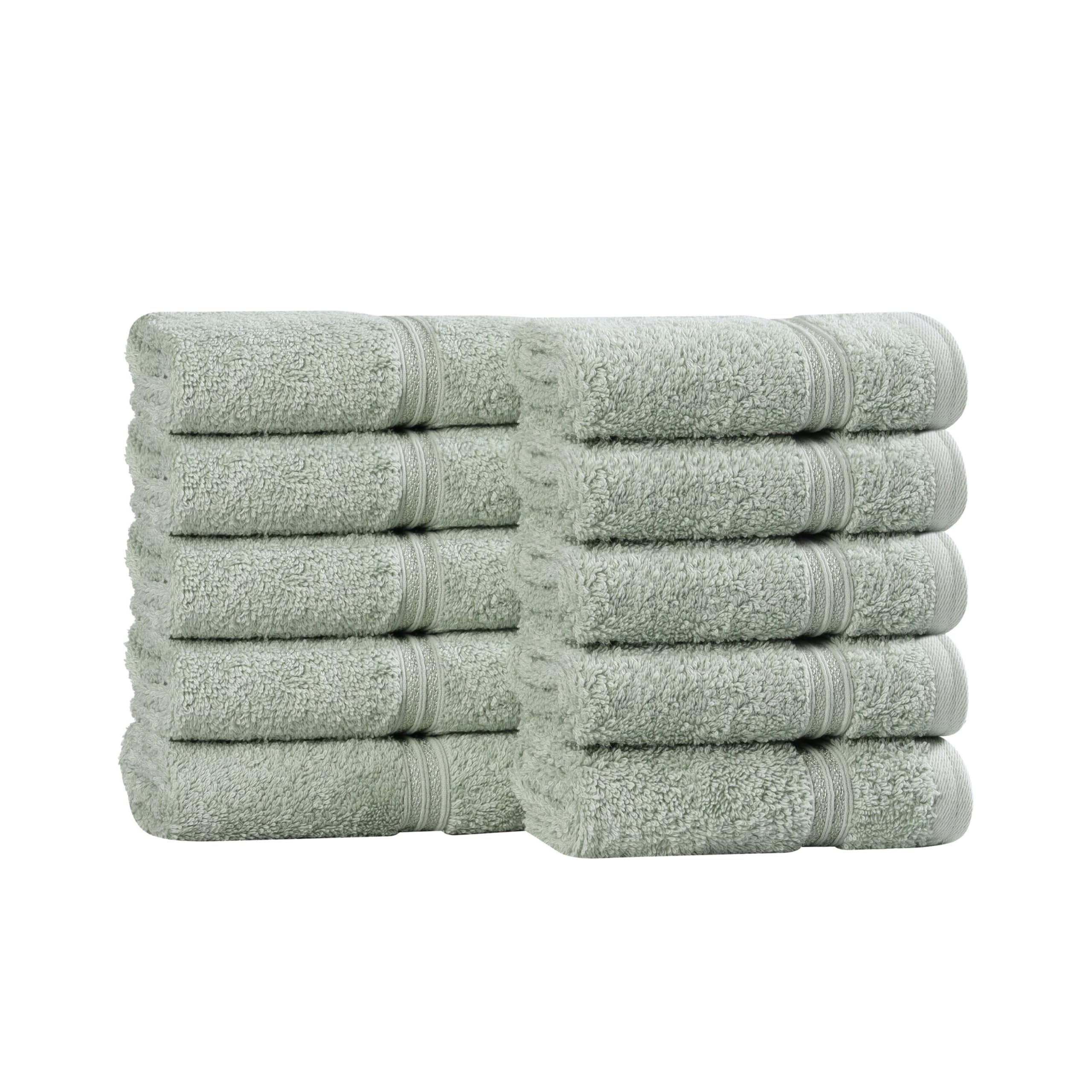 Superior Egyptian Cotton Face Towel Set - 10 Piece, 600 GSM, Sage