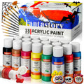 Fantastory Acrylic Paint Set - 18 Colors, 60ml Bottles with 12 Brushes