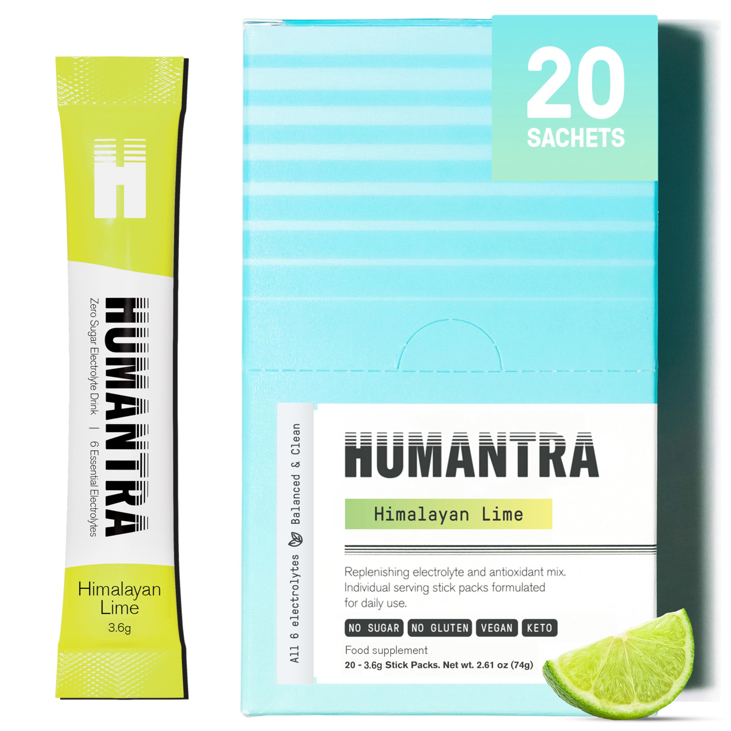 Humantra Electrolyte Powder – Himalayan Lime Hydration (20 Count)