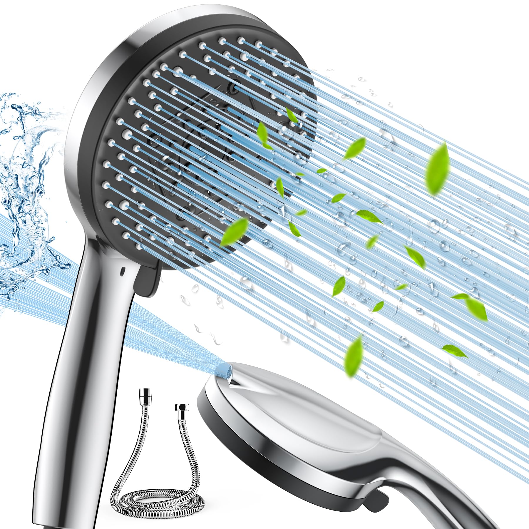 VOXON 10-Mode Handheld Shower Head with 1.5M Hose & Power Wash