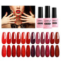 AIMEILI Christmas Red Glitter Gel Nail Polish Set | 12 Colors Soak Off