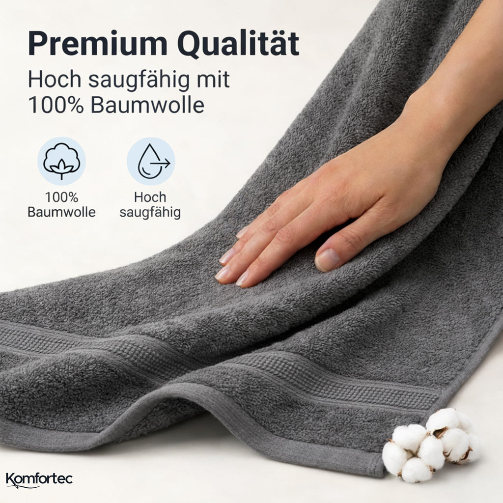 Komfortec 8 Piece Towel Set 100% Cotton Charcoal Dark Green - image 4