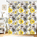 hometrixx Spring Farmhouse Floral Yellow Gray Shower Curtain 180x180cm - image 1
