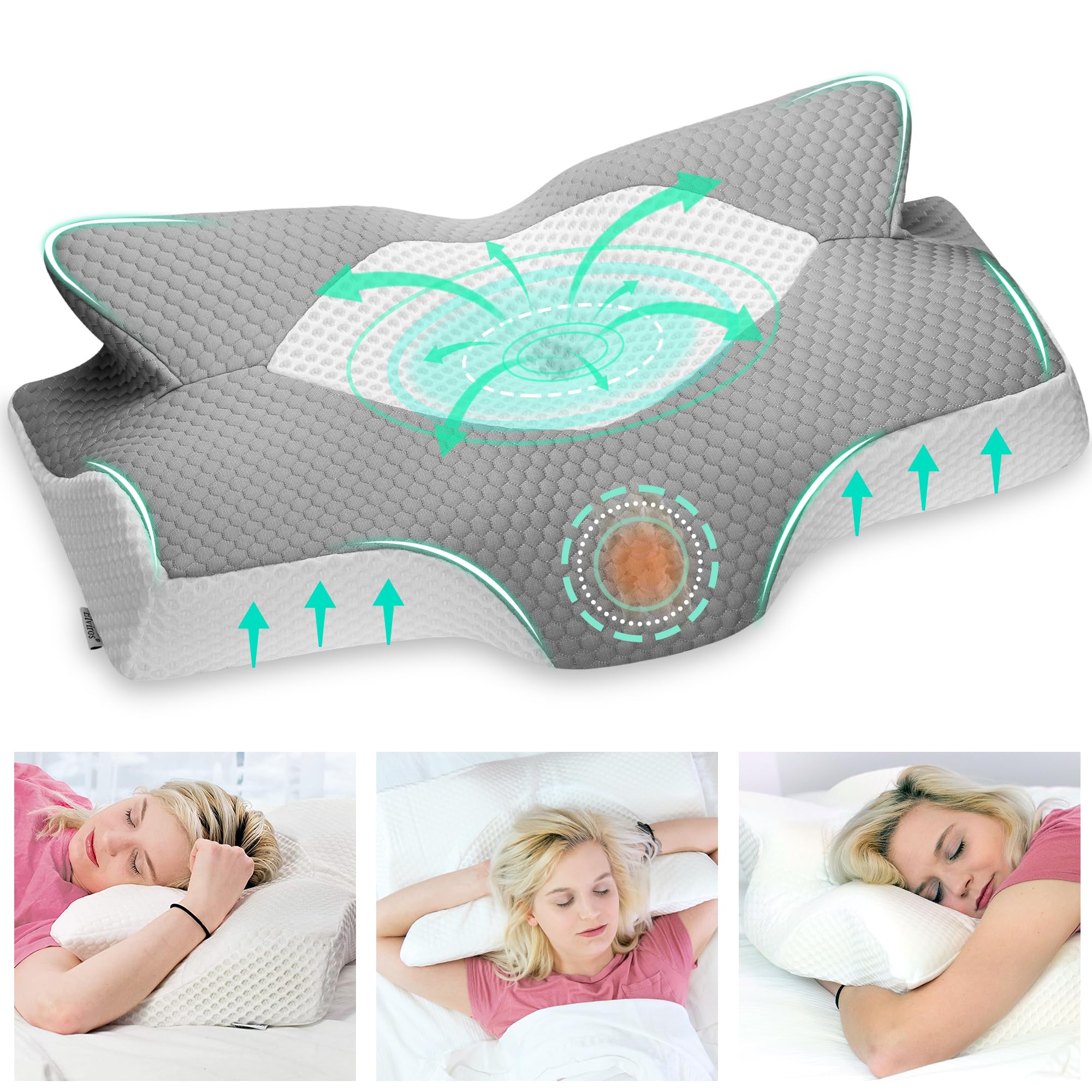 Elviros Cervical Memory Foam Pillow – Orthopedic Neck Support for Pain