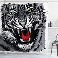 ABAKUHAUS Tiger Safari Shower Curtain | Waterproof Fabric Bathroom Decor