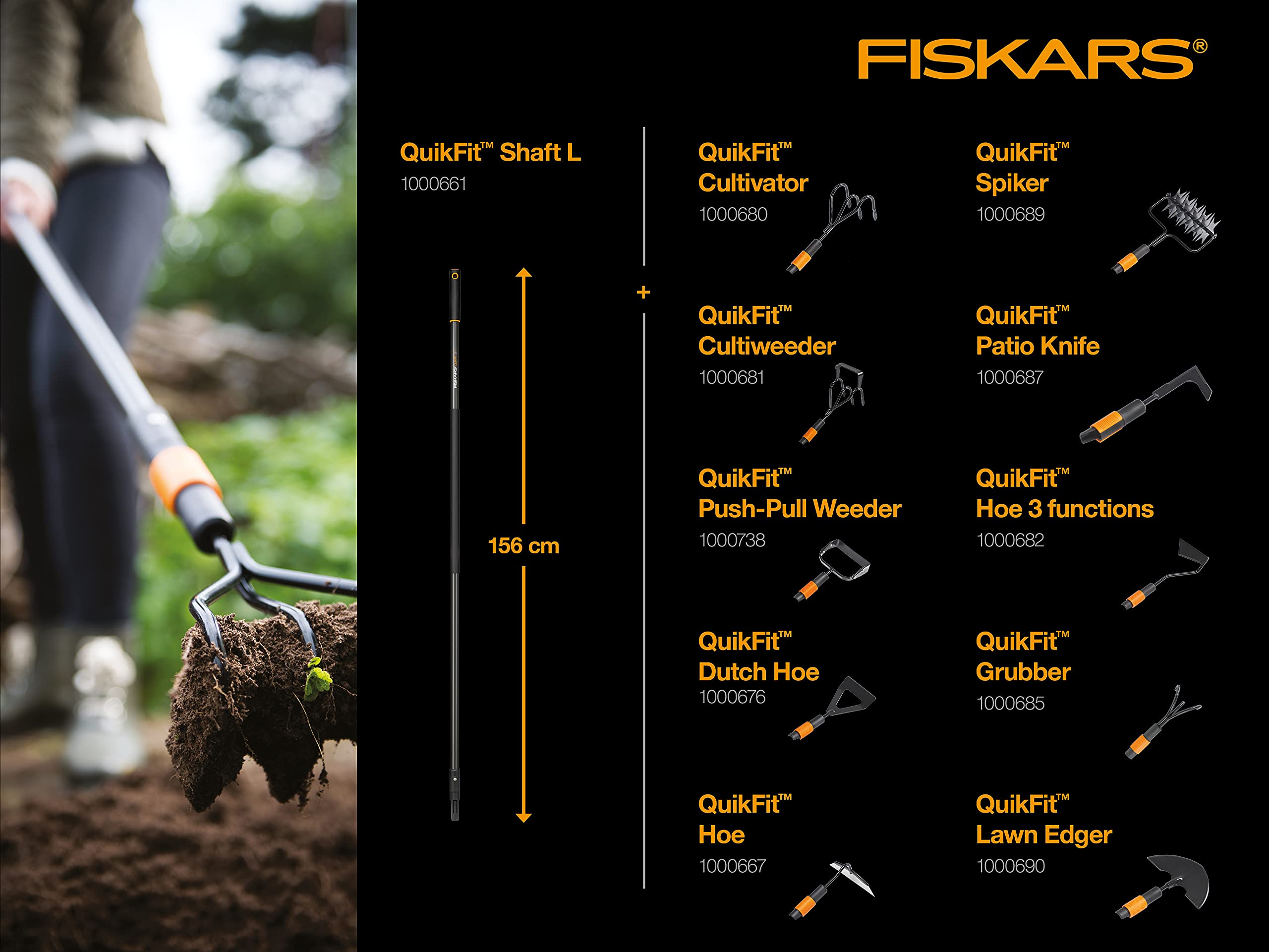 Fiskars QuikFit Lawn Spiker Tool Head – 17cm Steel Garden Aerator