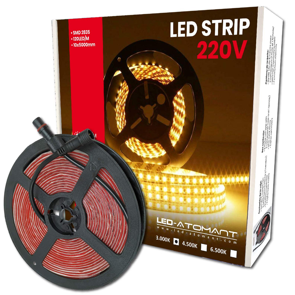LED ATOMANT 220V LED Strip Light - 5m Warm White 3000K IP67 Waterproof
