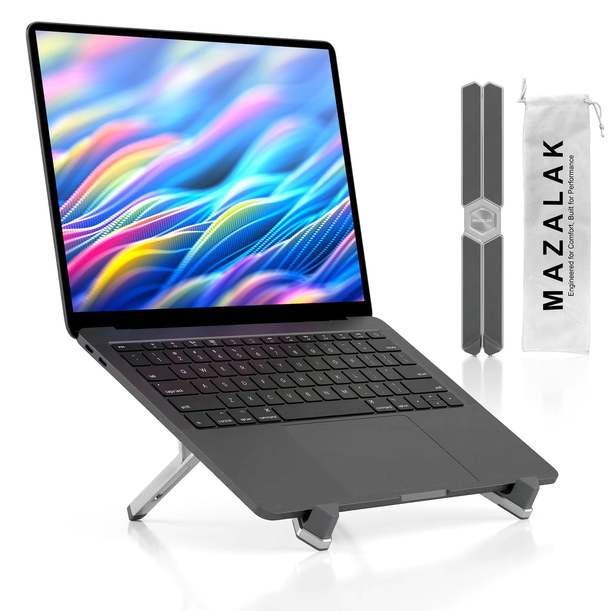 MAZALAK Laptop Stand for Desk, Foldable Aluminium Laptop Riser, Portable Height Adjustable Computer Stand, Ergonomic Holder Compatible with MacBook - image 1