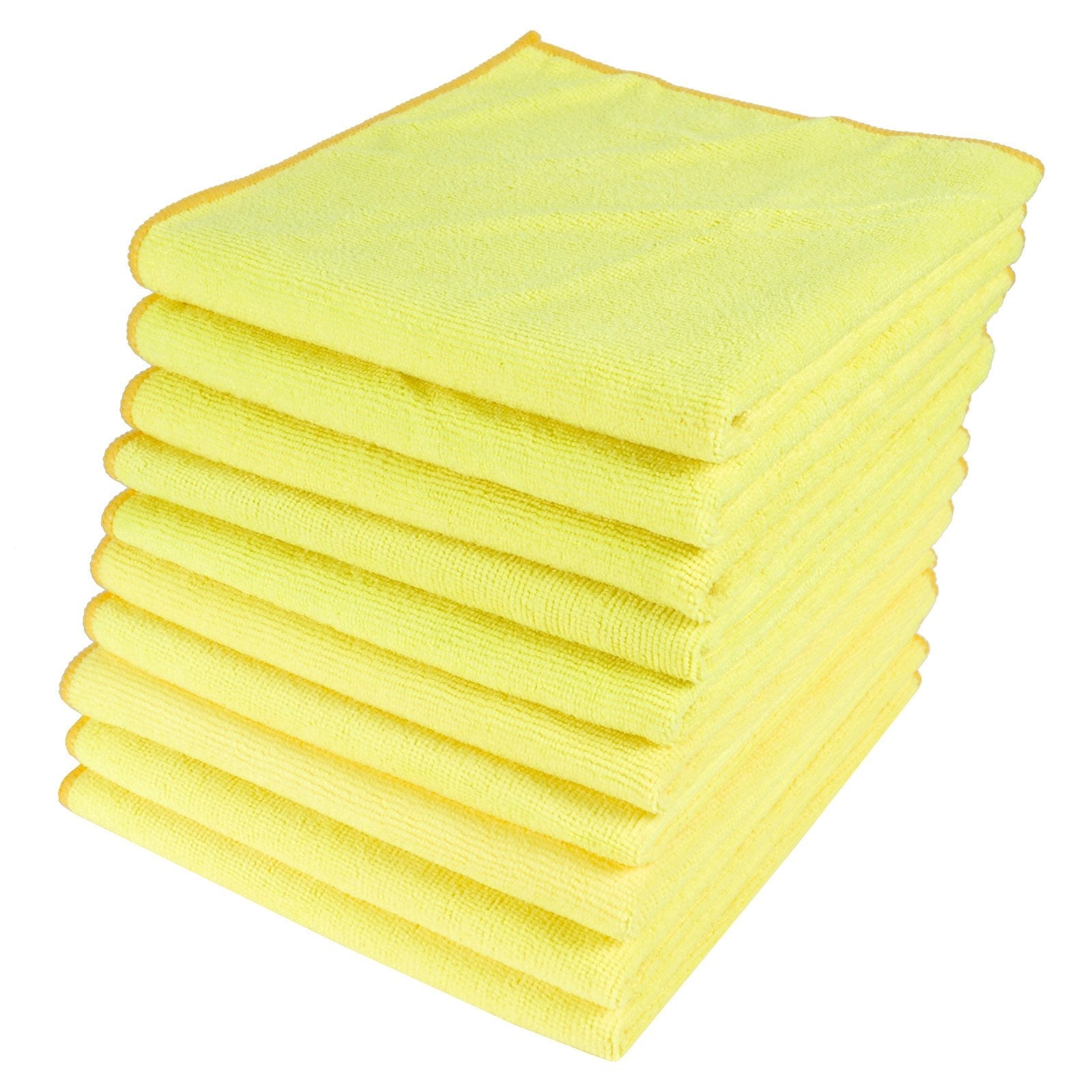 Yellow Microfibre Cleaning Cloths 10 Pack | 280gsm 40x40cm