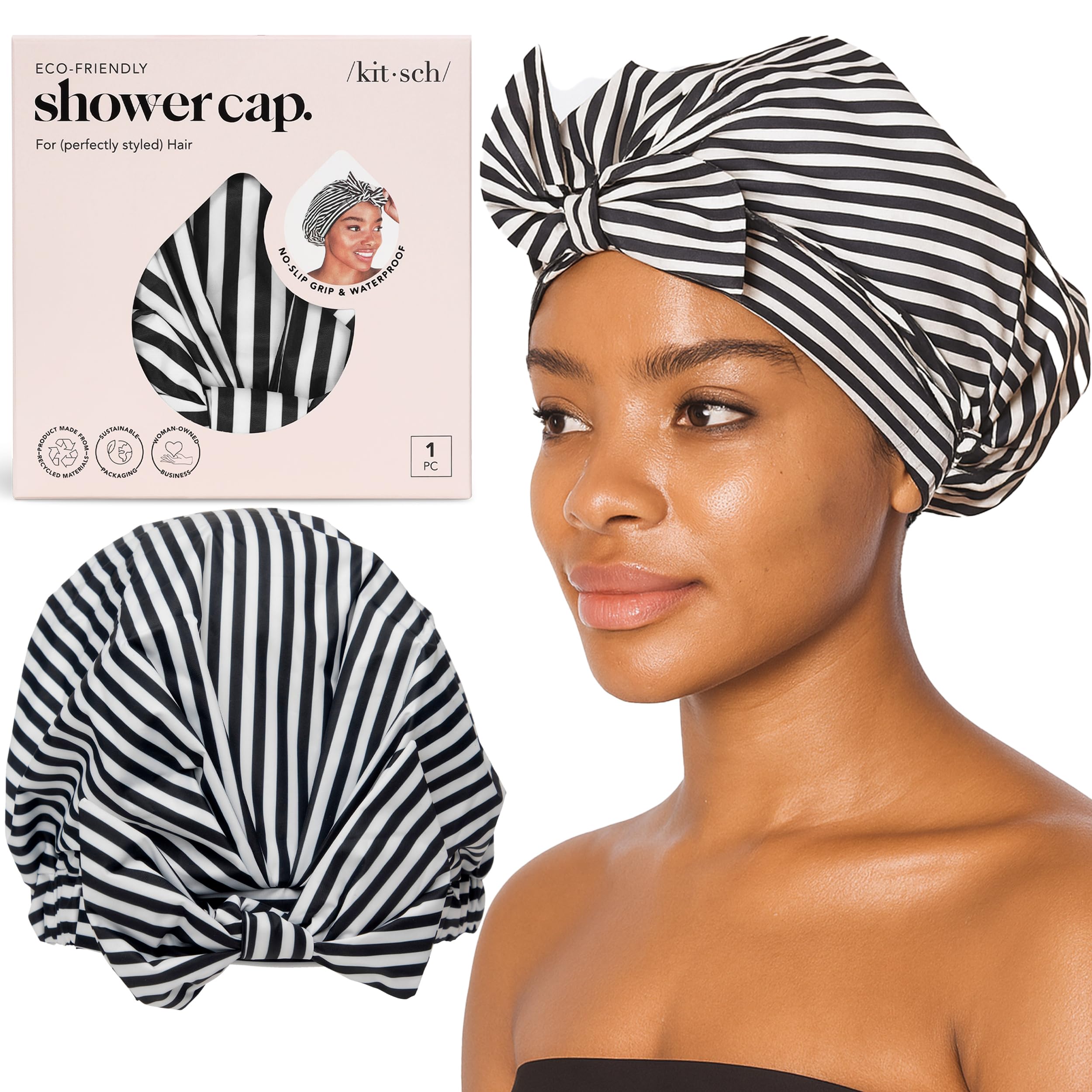 Kitsch Luxury Shower Cap – Reusable Waterproof Hat with Silicon Grip