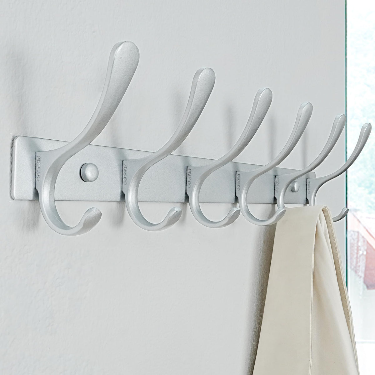 SKOLOO Coat Rack Wall Mounted - 6 Hooks, Heavy Duty, Stainless Steel, Metal Wall Coat Hanger, Sturdy Wall Hooks for Hanging Coat, Jacket, Clothes - image 4