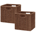 Vagusicc Wicker Storage Basket, Foldable Storage Cubes Organizer Bins, Handwoven Storage Baskets for Shelves Closet Wardrobe Bathroom