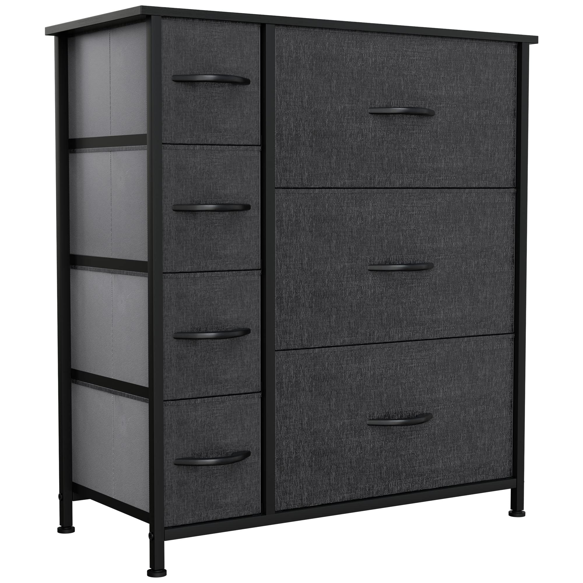 YITAHOME 7-Drawer Fabric Dresser | Metal Frame Storage Chest - Black