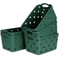 ASelected 5 Pack Plastic Woven Storage Basket With Handles, Small 24x16x14cm, Beautiful Fashionable, Skin Pattern Cross Woven, For Kitchen