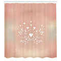 Abakuhaus Floral Fabric Shower Curtain – Pink Heart Leafy Art, 175x200cm
