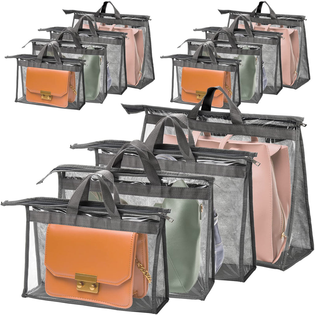 Peohud 12 Pack Dust Bags for Handbags, Clear Handbag Storage Organizer for Closet, Purse Protector Storage Bag with Zipper and Handle - image 1
