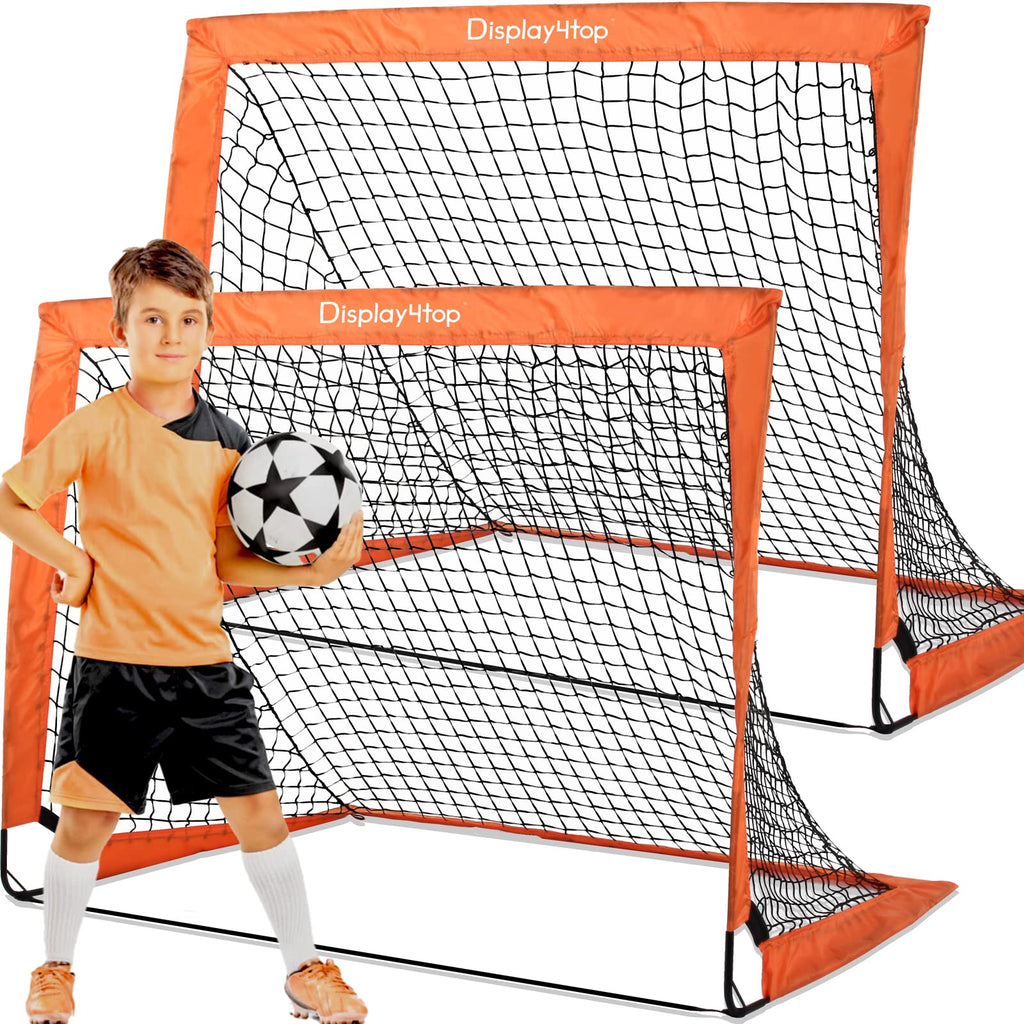 Display4top Set of 2 Pop-up Football Goals – Foldable Kids Soccer Nets
