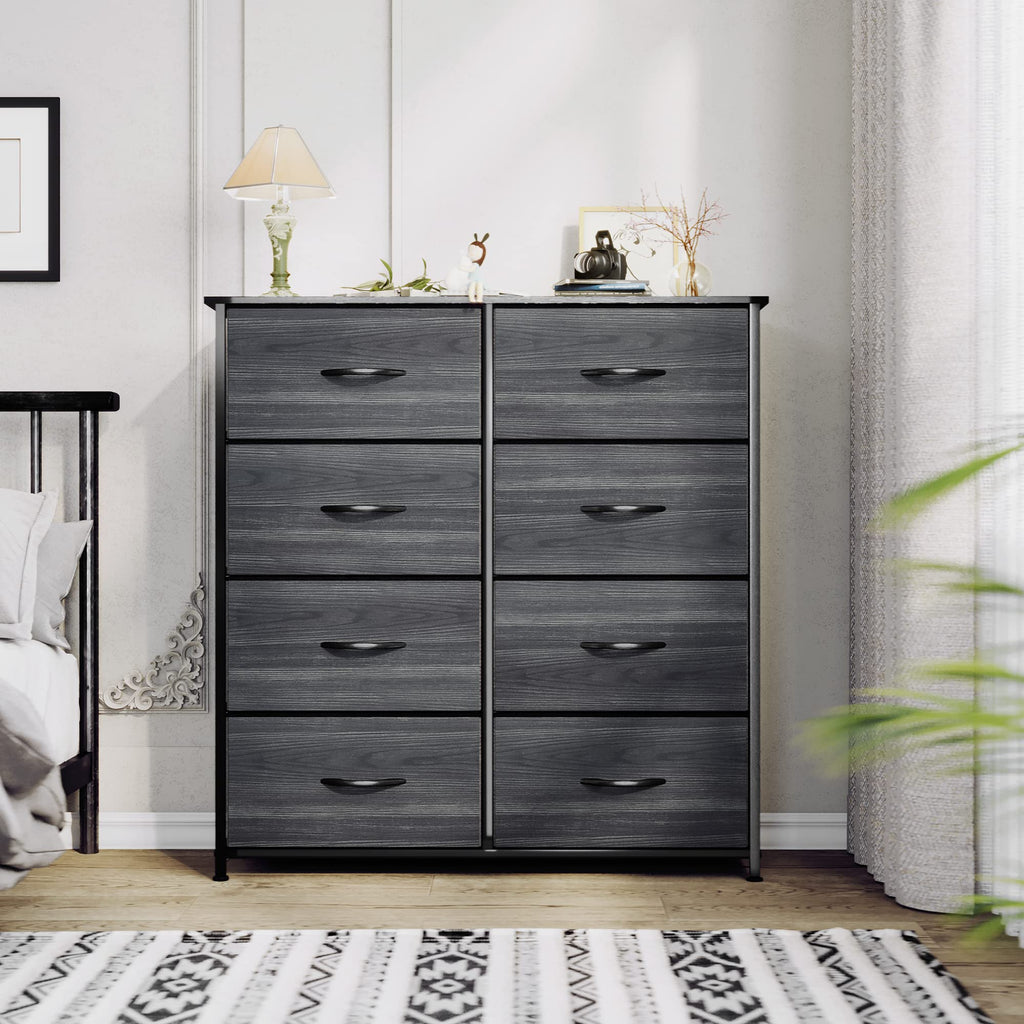 YITAHOME 8-Drawer Fabric Dresser | Metal Frame Storage Chest, Charcoal