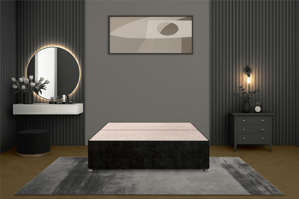 Bed Centre Flexby Divan Bed Base Only with 2 Drawers Same Side, No Headboard - Available in 3FT, 4FT, 5FT & 6FT 3FT Single, Plush Black Fabric - image 5