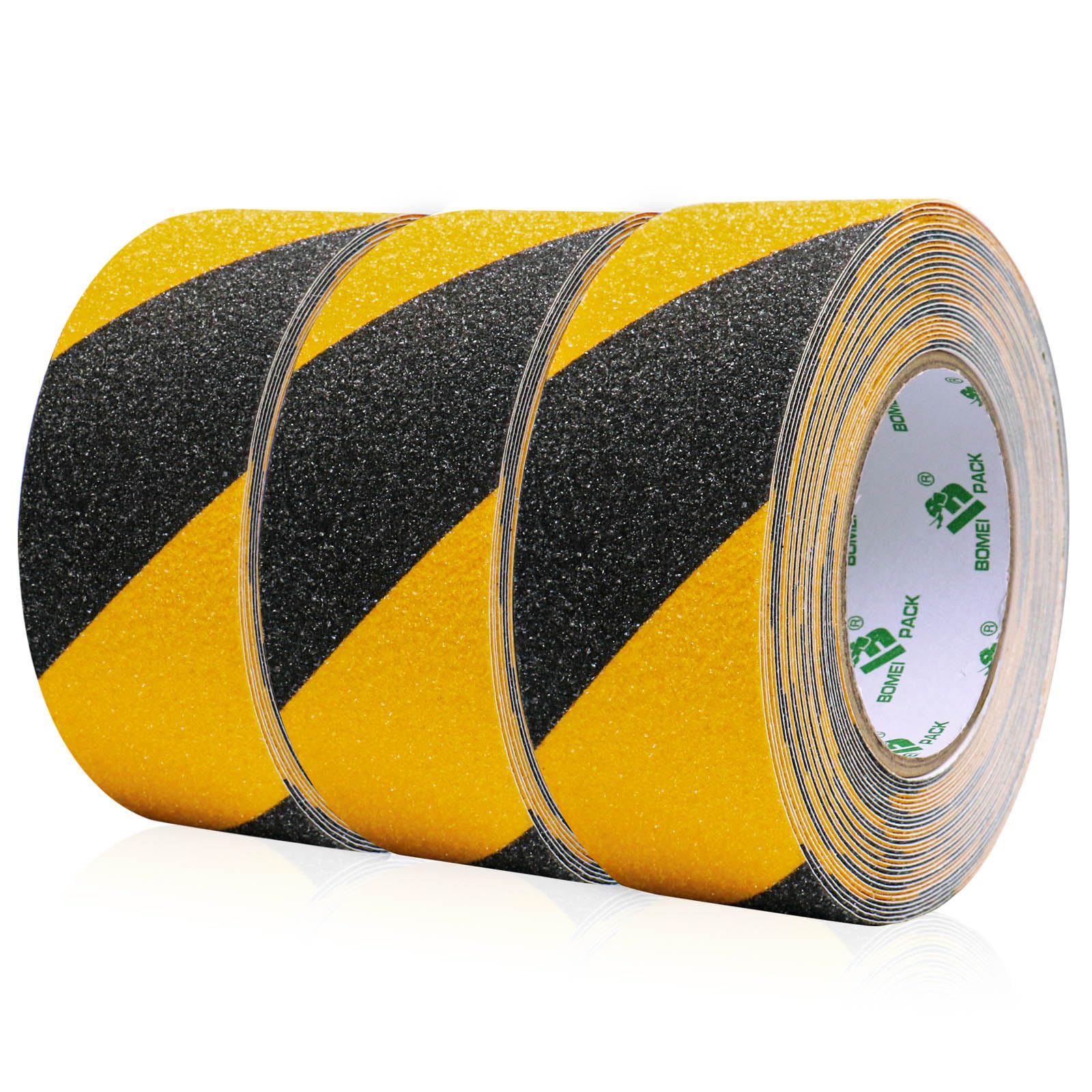 BOMEI PACK Anti Slip Tape – 3 Rolls Yellow & Black High Traction Safety Treads