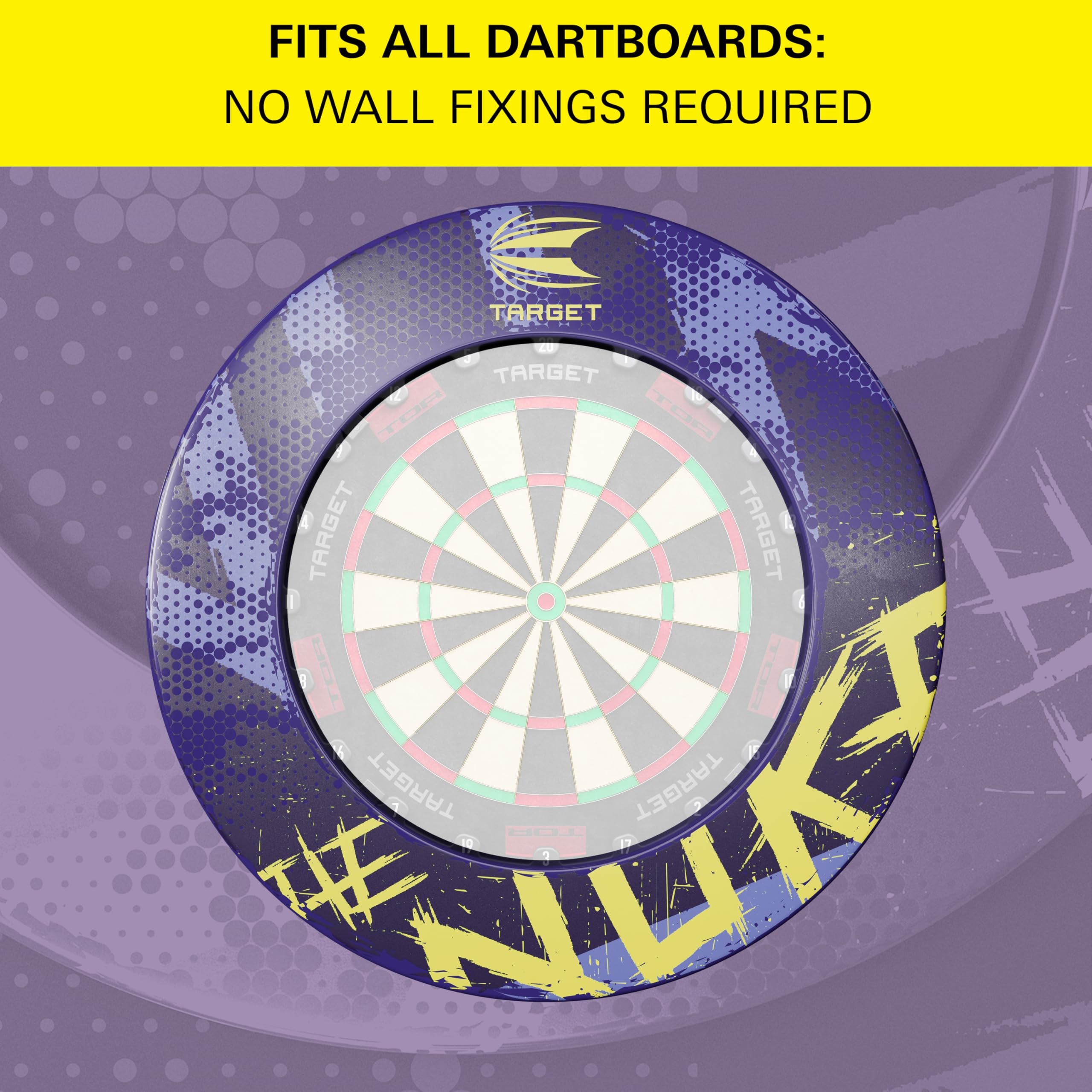 Target Darts Luke Littler Dartboard Surround | Purple & Yellow Wall Protector