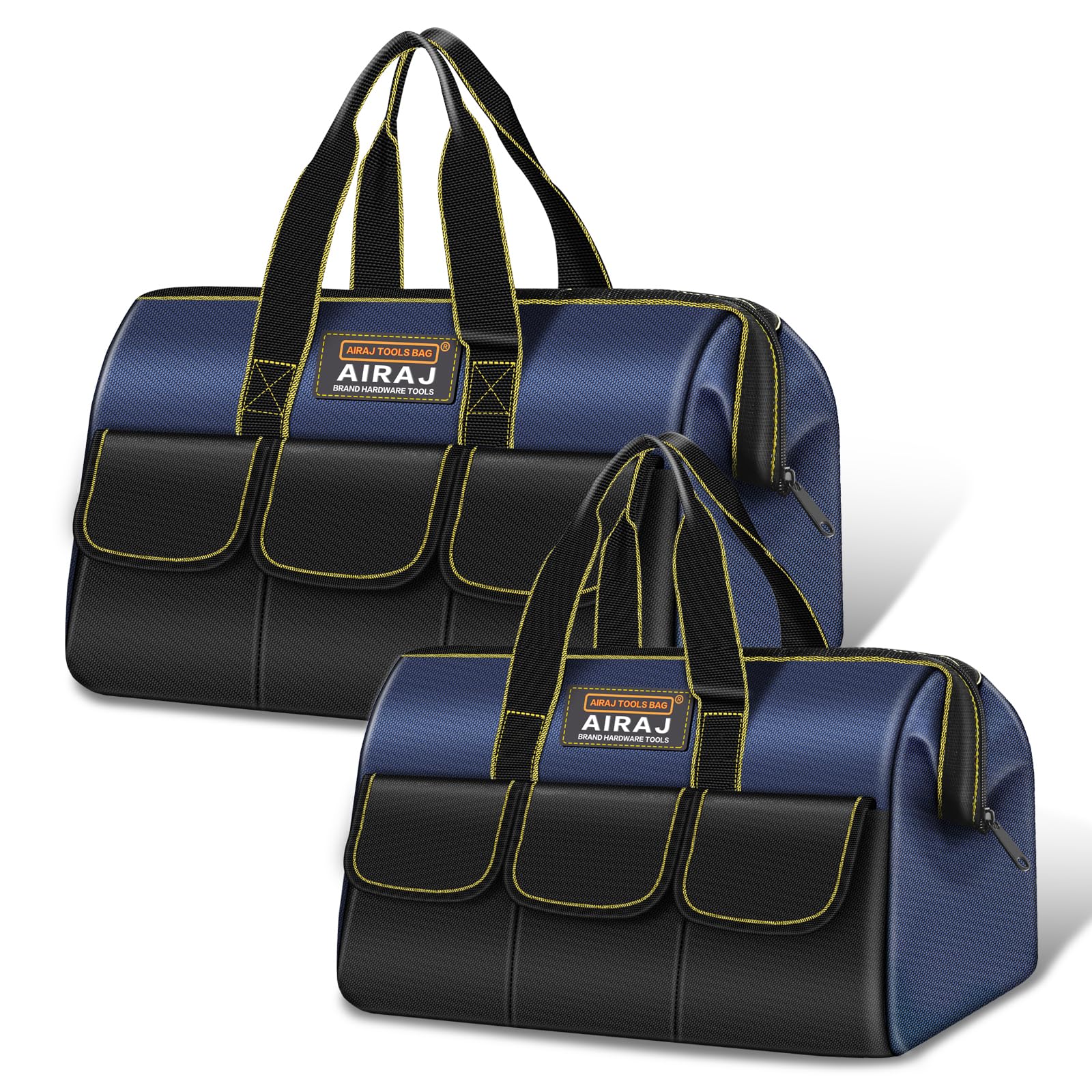 AIRAJ Wide Mouth Tool Bag 2-Pack Set | 16" & 18" Heavy Duty Organizers