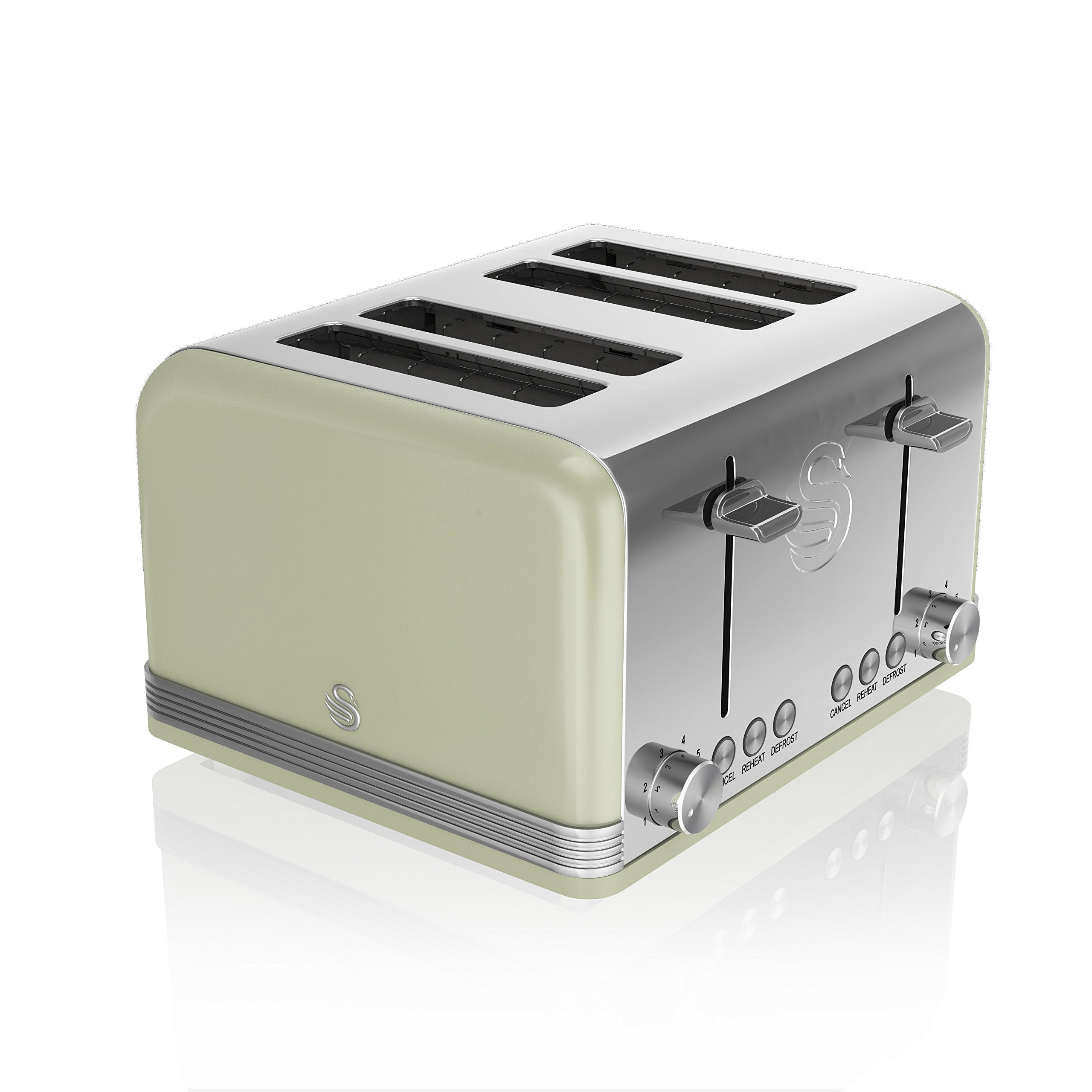 Swan Retro 4-Slice Toaster – 1600W with 6 Browning Levels, Green